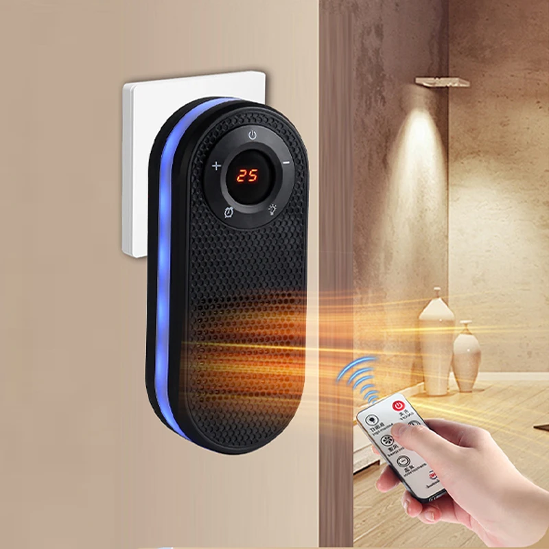 Wall Mounted Space Heater with Night Light Small Quick Heat Room Warmer Overheat Protection for Desk Table Bedroom Study Offices