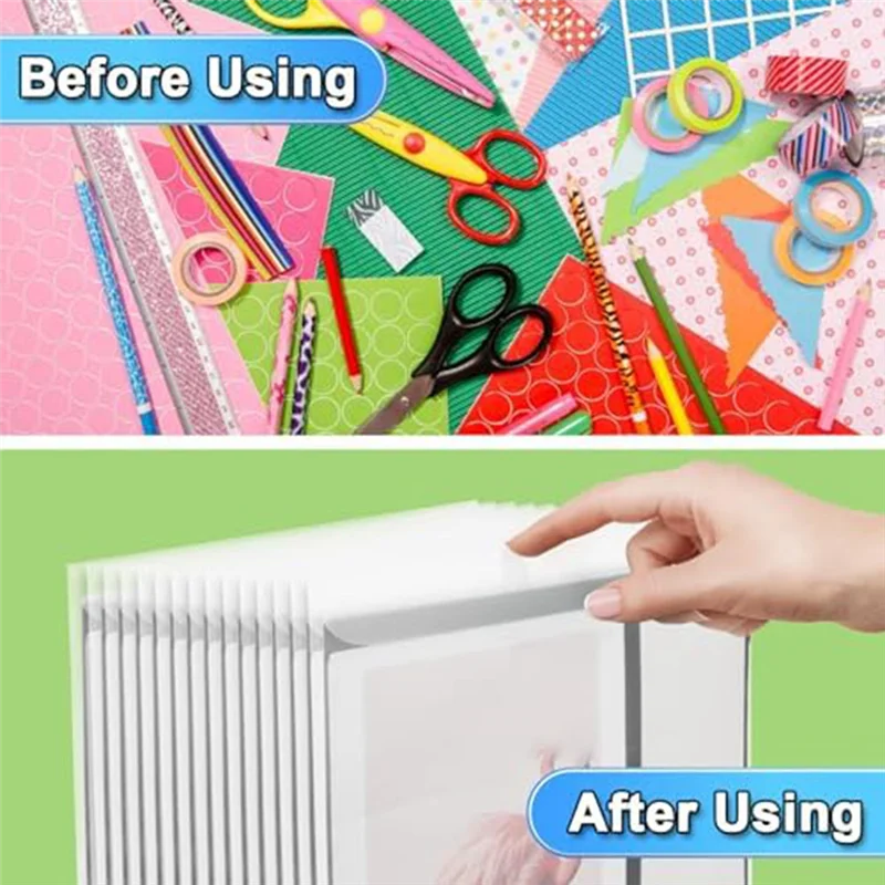 ABBG-Scrapbook Paper Organizer سجل القصاصات مع تصميم مشبك، حقيبة تخزين ورقية شفافة لتخزين ورق القصاصات، الفينيل