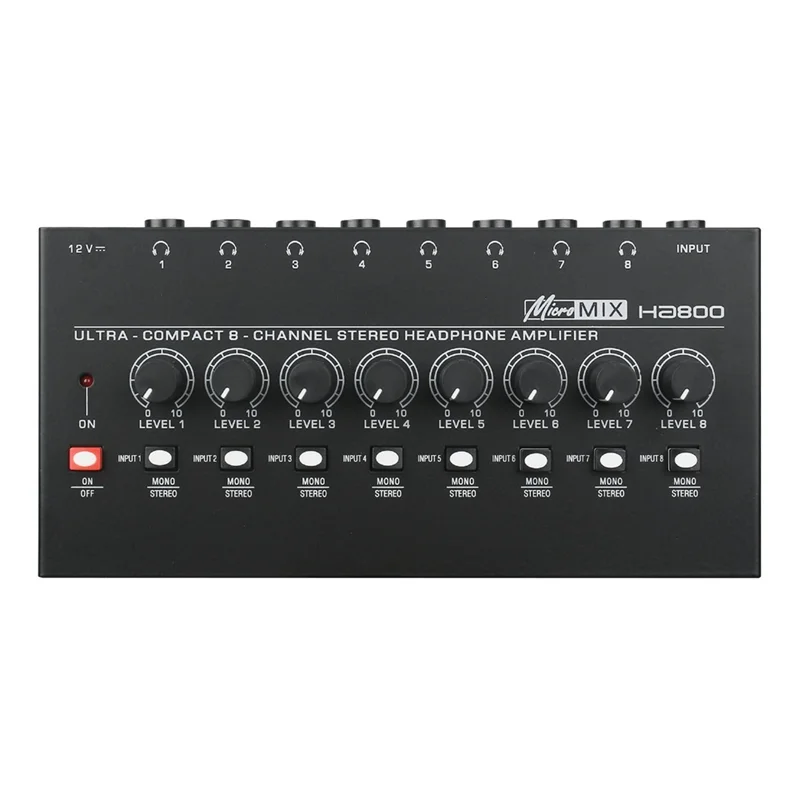 A10R HA800 Ultra-Compact Audio Amplifier 8 Channels Mini Stereo Headphone Amplifier