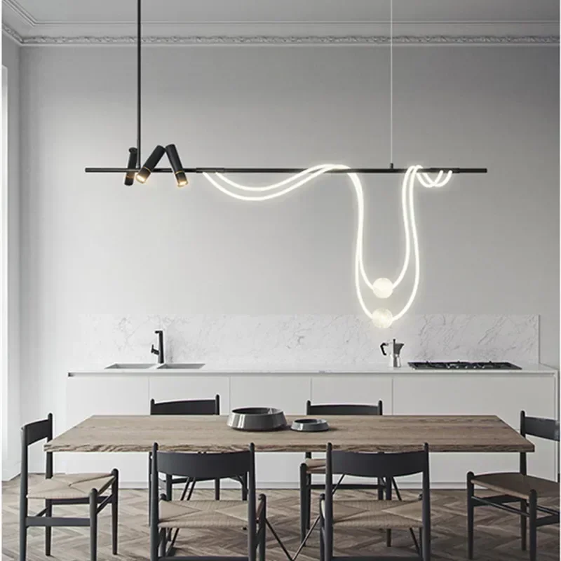 Flexible Nordic Long Hose Pendant Lights with Spotlight Chandeliers Led Lamp for Dining Living Room