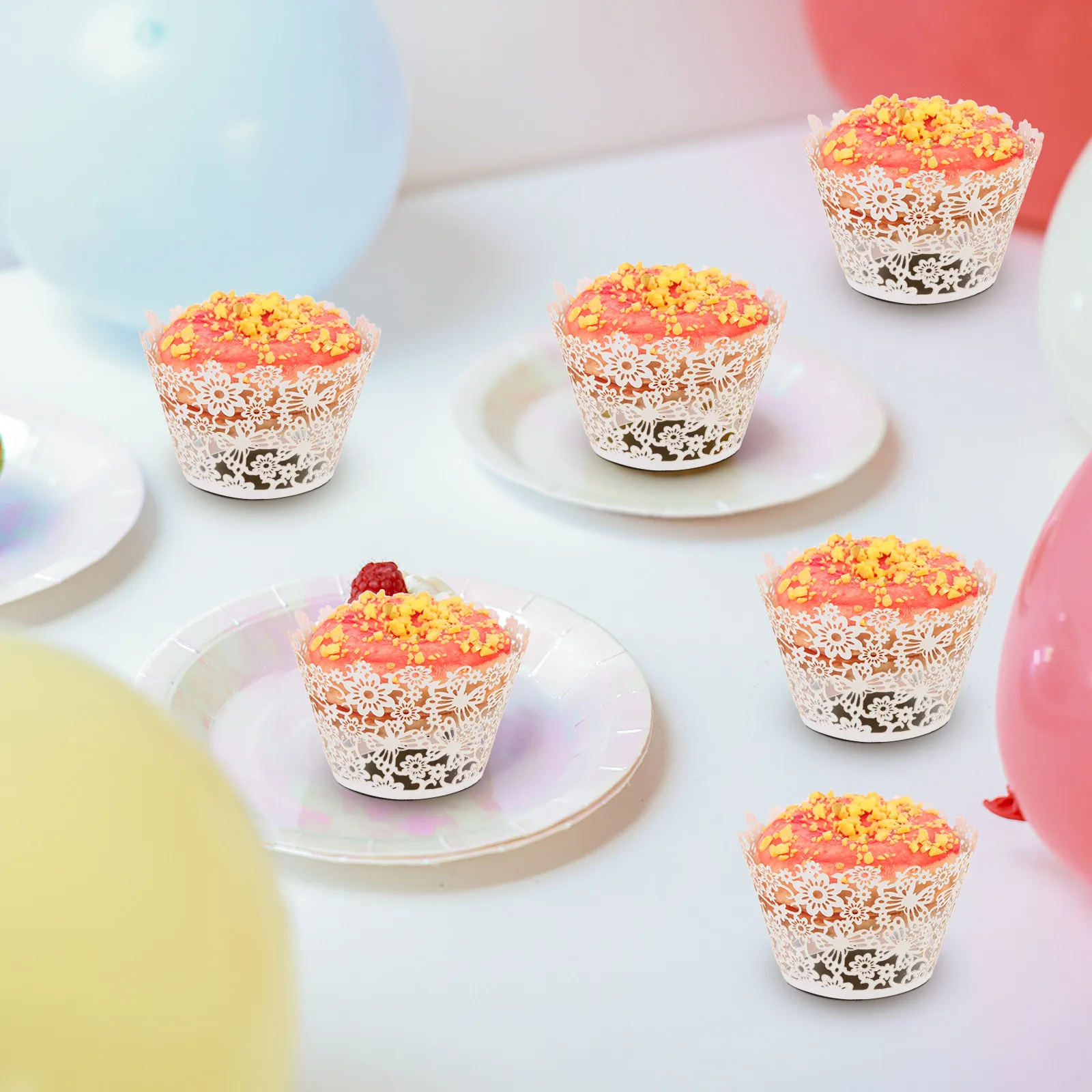 100Pcs Filigree Vine Hollow Cupcake Wrappers Paper Liners for Cupcakes Muffins Sweets Desserts Party Favor Elegant Presentation