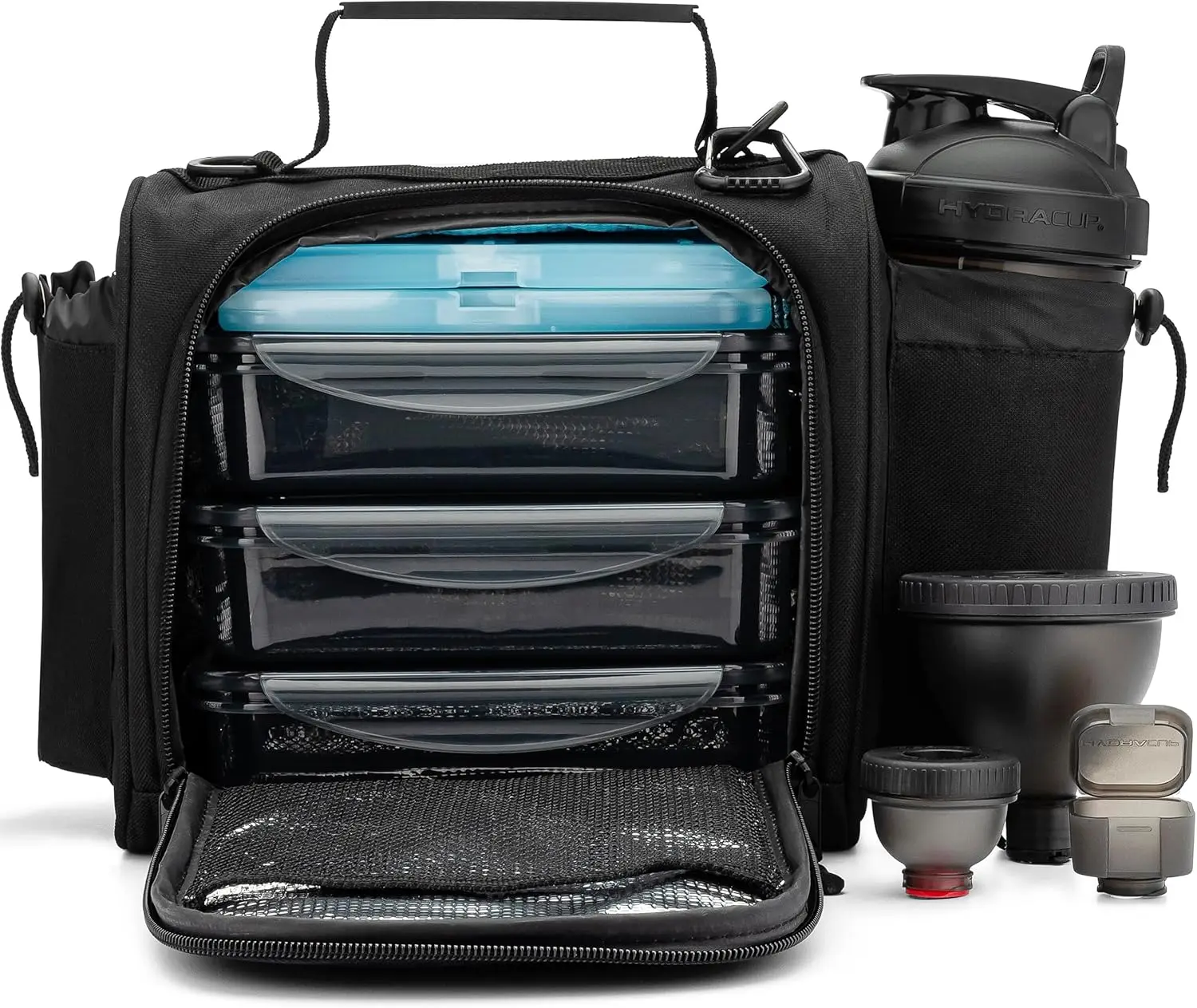 

Insulated Meal Bag with Containers, Shaker Bottle & Ice Packs for Travel, Gym & Work