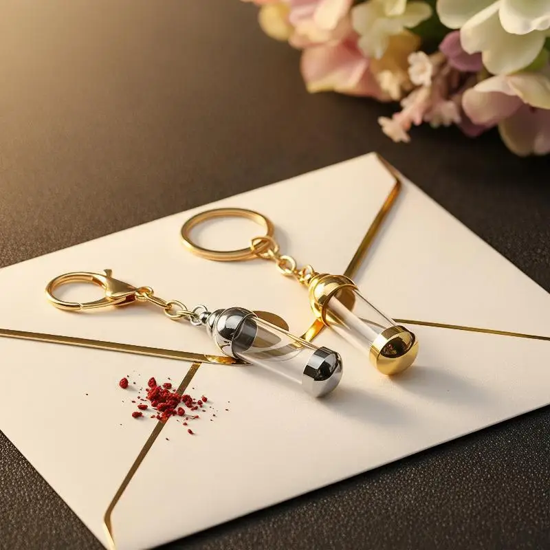 NEW Cylinder Glass Vial Keychain Clear Glass For Ash Sand Lucky Charm Keyring Openable Screw Cap DIY Wishing Bottle Pendant