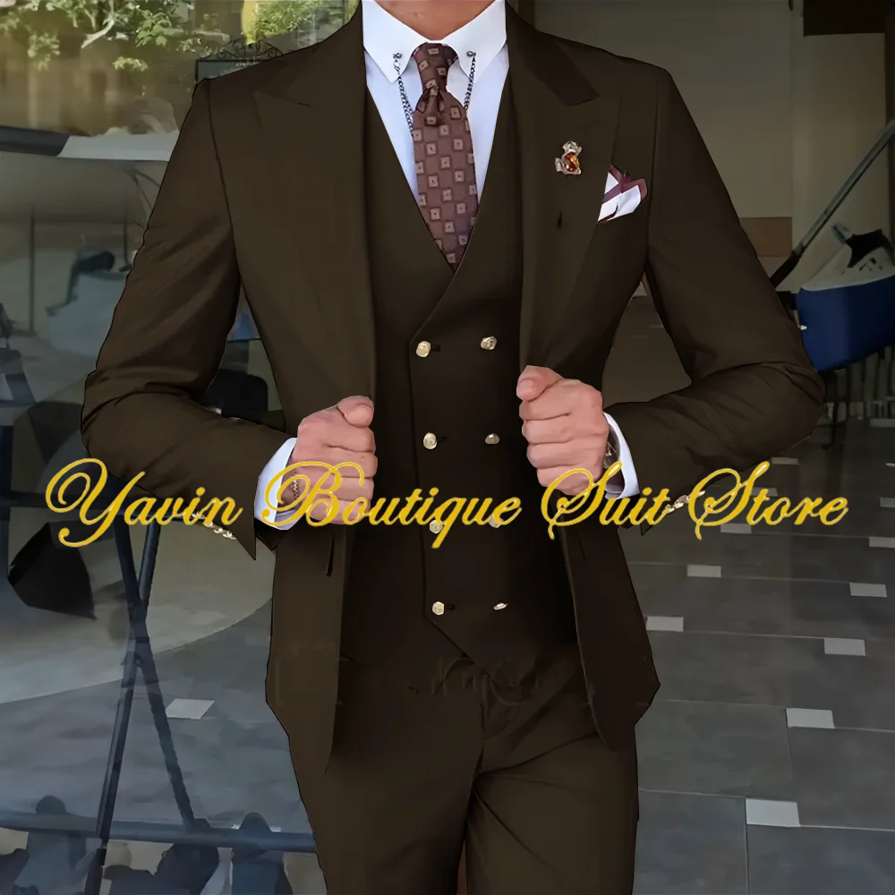 Costumes pour hommes d'affaires, smoking de marié de mariage, veste cintrée, pantalon, gilet, costume 3 pièces, costume pour hommes de haute qualité