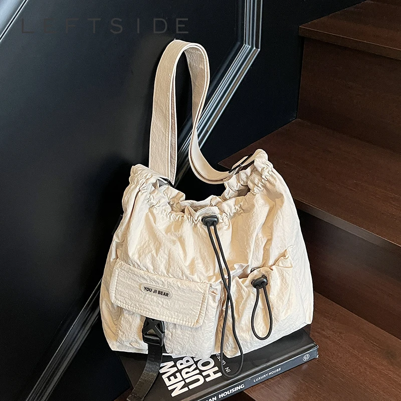 

LEFTSIDE Soft Cloth Shoulder Bags for Women 2025 Summer New Trend Travel Crossbody Bag Females ​Handbags and Purses