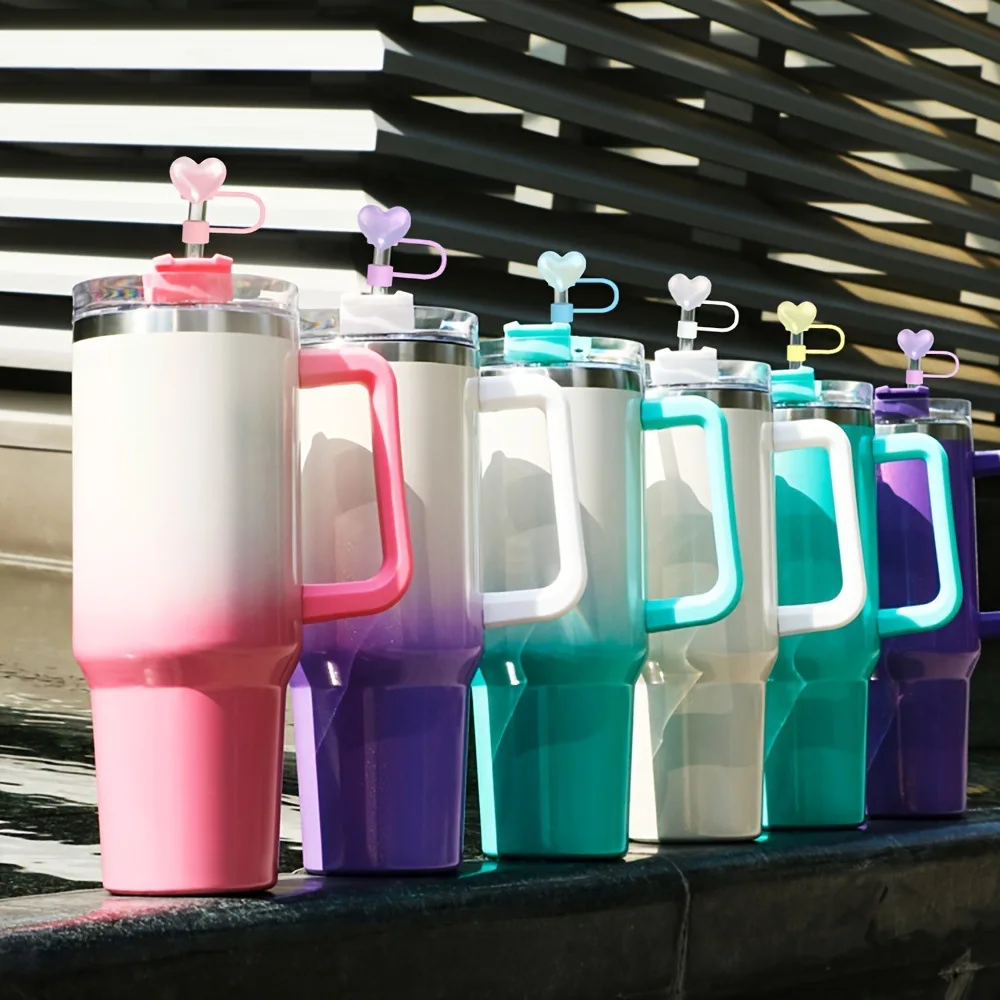 

1200 мл термос большой емкости портативная чашка с ручкой из нержавеющей стали двухслойная изолированная бутылка для воды с соломенной автомобильной чашкой