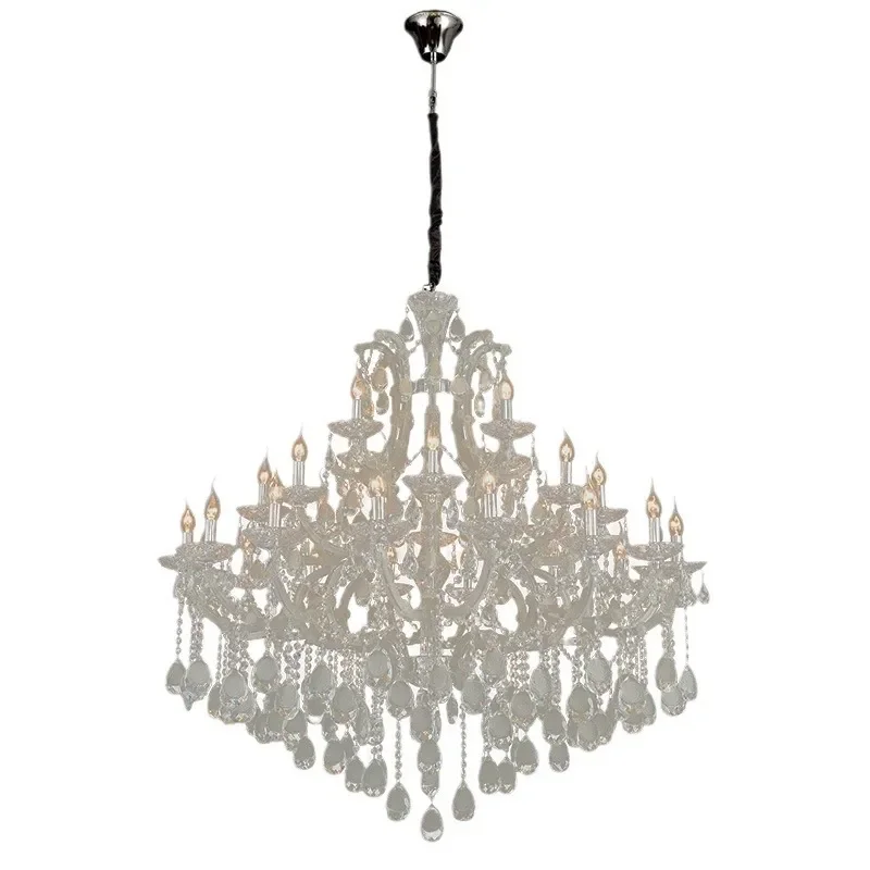 European Crystal Floor Lamp Luxury Chandelier for Living Room Dining Bedroom Villa Simple American Style Duplex Lighting