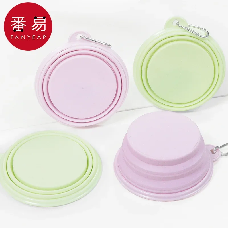 Pet folding bowl A1P49-silicone bowl dog bowl pet folding bowl with hook carry around small and medium