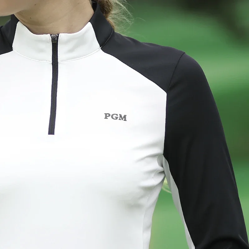 PGM Golf Clothing Women\'s Long Sleeve T-Shirt Shirt Spring Autumn Sports Casual Polo Shirt Women High Elastic Warm Tops YF339