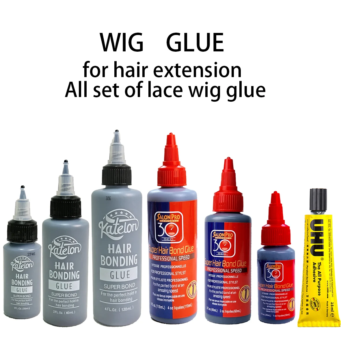 Multiple Styles 1/2/4OZ Fast-Set Strong Hold Hair Weft Glue Gentle Formula Easy Application for Hair Extensions And Lace Wigs