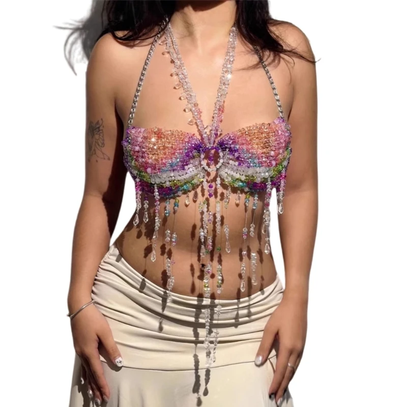 Beaded Body Chain Bra Multilayer Body Chain Harness Body Jewelry Accessories