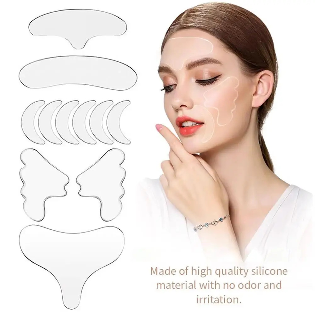 سيليكون المضادة للتجاعيد بقع رفع أشرطة منصات الجبين العين الصدر الرقبة بقع قابلة لإعادة الاستخدام الصدر الجلد مزيل التجاعيد وسادة عصا