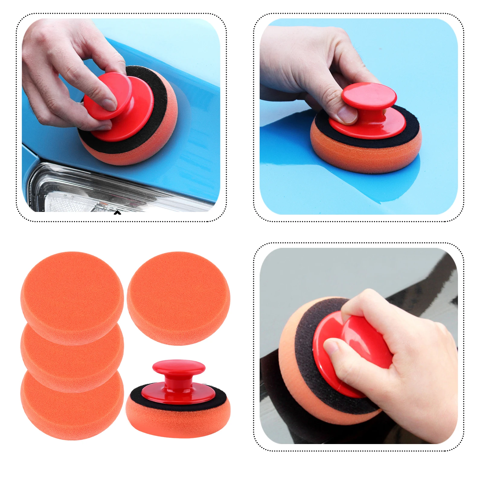 

6Pcs Car Polishing Pad Sponge Set Soft Buffing Waxing Tool for Auto Paint Polishing and Finishing Waxing Hand Tools