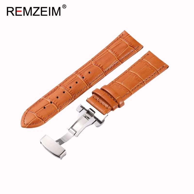 

Men's Business Wristwatch Band 18mm 20mm 22mm 24mm with Butterfly Clasp Wristwatch Bracelet Bamboo Pattern Leather Watch Strap