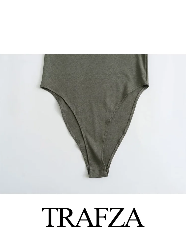 TRAFZA-Combinaison de batterie à manches longues pour femmes, corps en Y, bouton-poussoir, vintage, élégant, mode printemps, automne, 2024