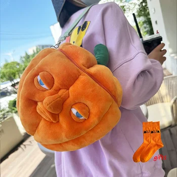 Highland Kuh Halloween Kürbis Umhängetaschen Kawaii Plüsch Laterne Rucksäcke Taschen Kinder Geschenke