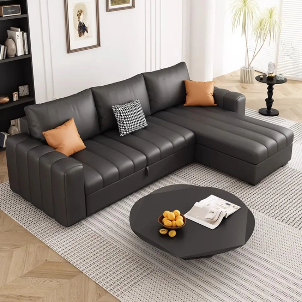 Enclosed Nordic Living Room Sofas Family Elegant Reclining Sofa Genuine Leather Designer Creative Divano Postmodern Furniture
