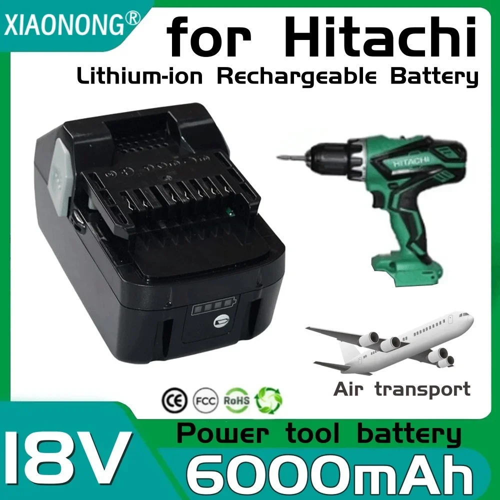 Upgraded 6000mAh 18V Battery for Hitachi 18-Volt Tools BSL 1825, 330139