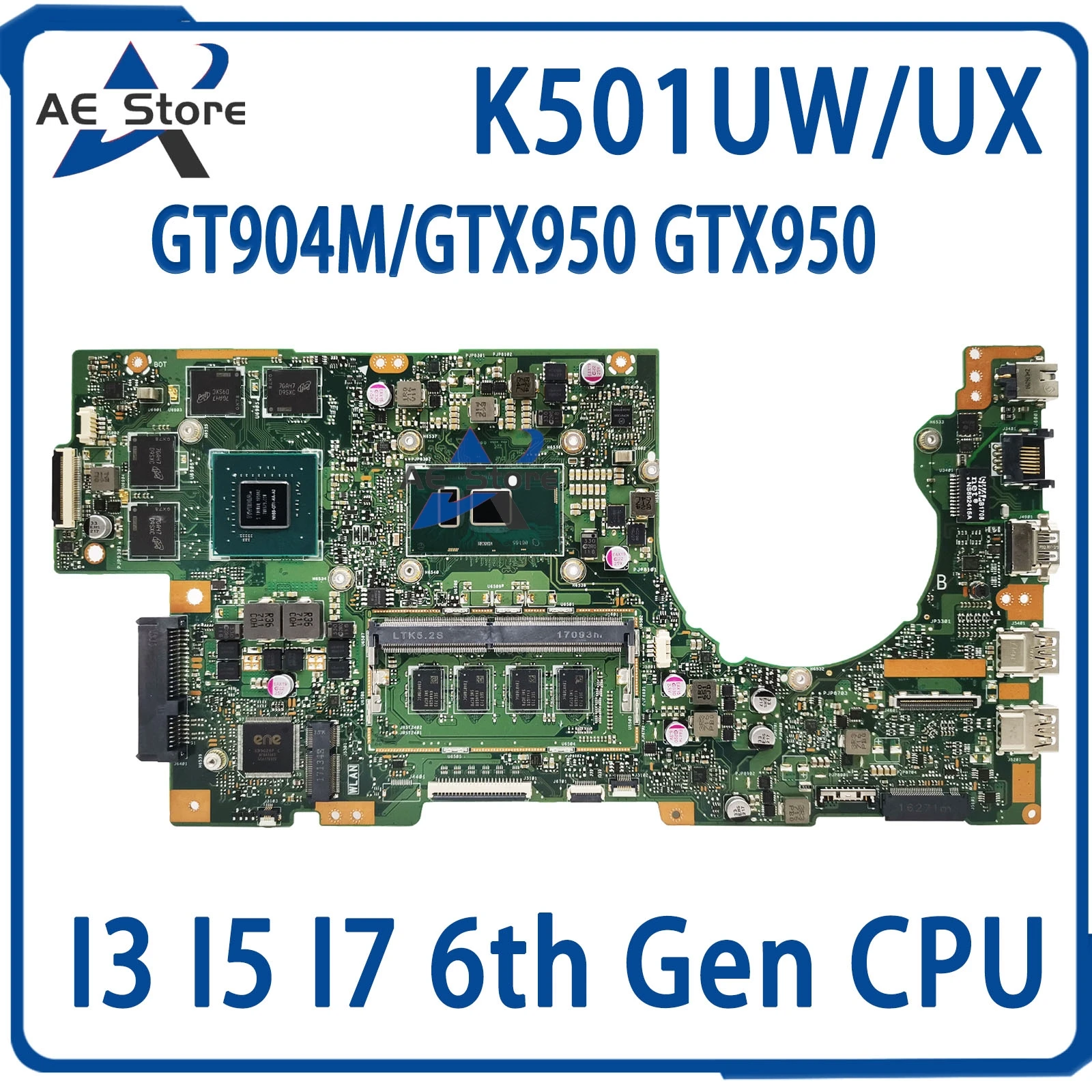 

K501UX Notebook U5000 Mainboard For ASUS K501UQ K501UW K501UB K501UXM K501U A501U Laptop Motherboard I3 I5 I7 4GB/8GB PM