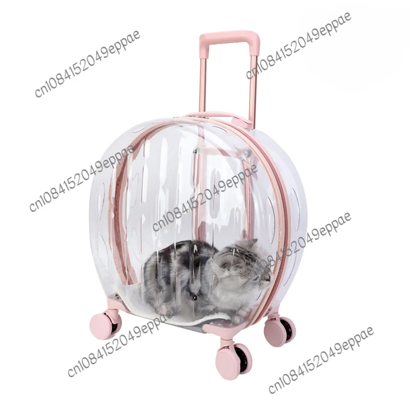 

Trolley Suitcase Carrier Transparent Pet Carrying Bag Cats Conveyors Carrying and Strollers Cage with Wheels Pet Products