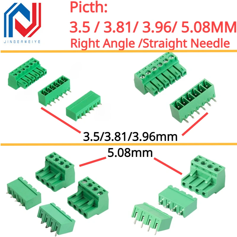 5Pair 15EDG KF2EDG 3.5mm 3.81mm 3.96mm 5.08mm PCB Screw Terminal Block 2-12Pin Male Plug Female Socket Pin Header Wire Connector