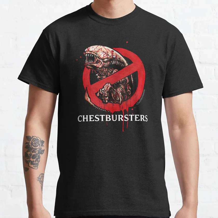 Bloody chestburste Horror Sci-Fi Alien Weyland-Yutani space Scream scary film  Xenomorph printed t shirt for men plus size tee