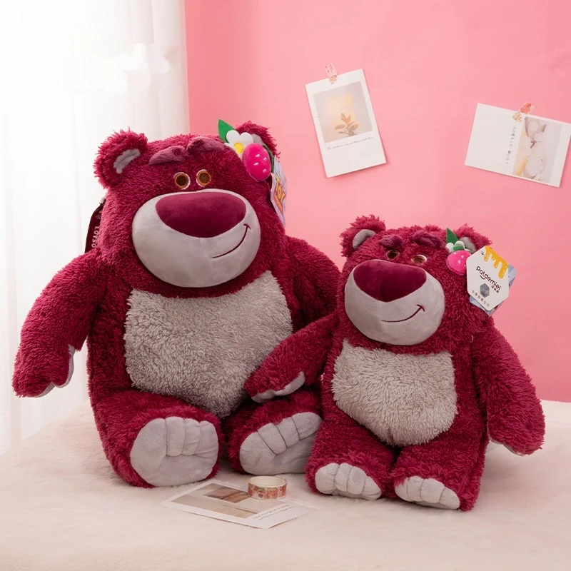 Disney Anime Peripheral Strawberry Bear Doll Cute And Cute Plush Toy Cartoon Anime Home Decoration Christmas Gift Doll Children'