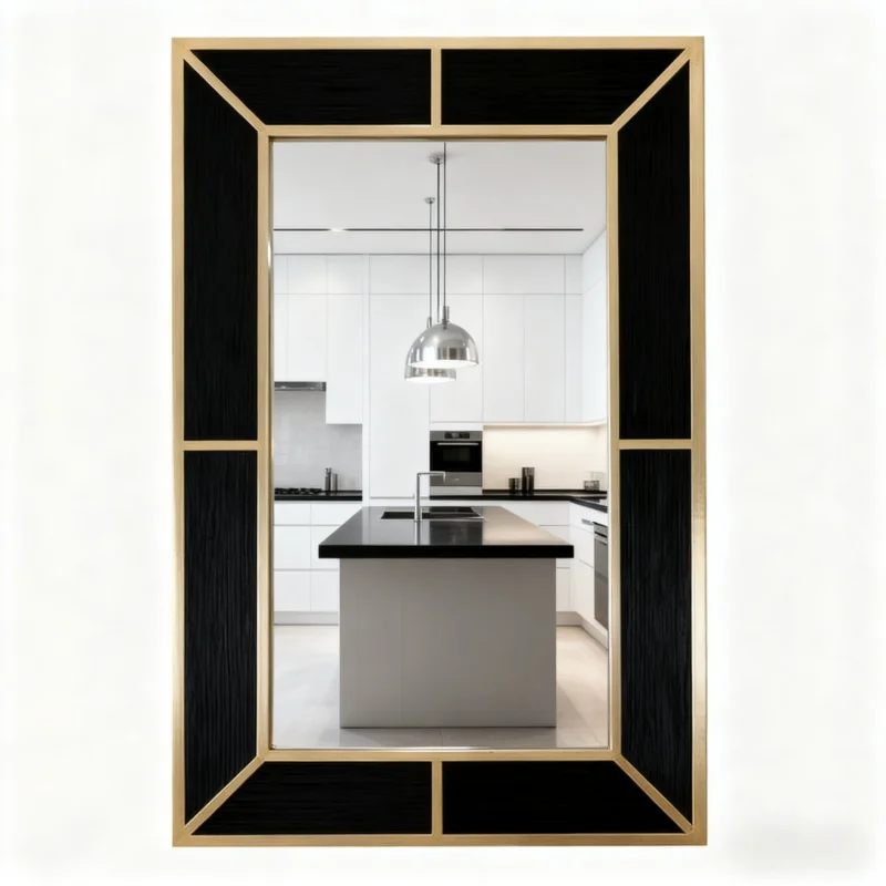 Customized Luxury Art Deco Iron Rectangle Wall Mirror for Hallway Home Decor Modern Design Custom Color & Size