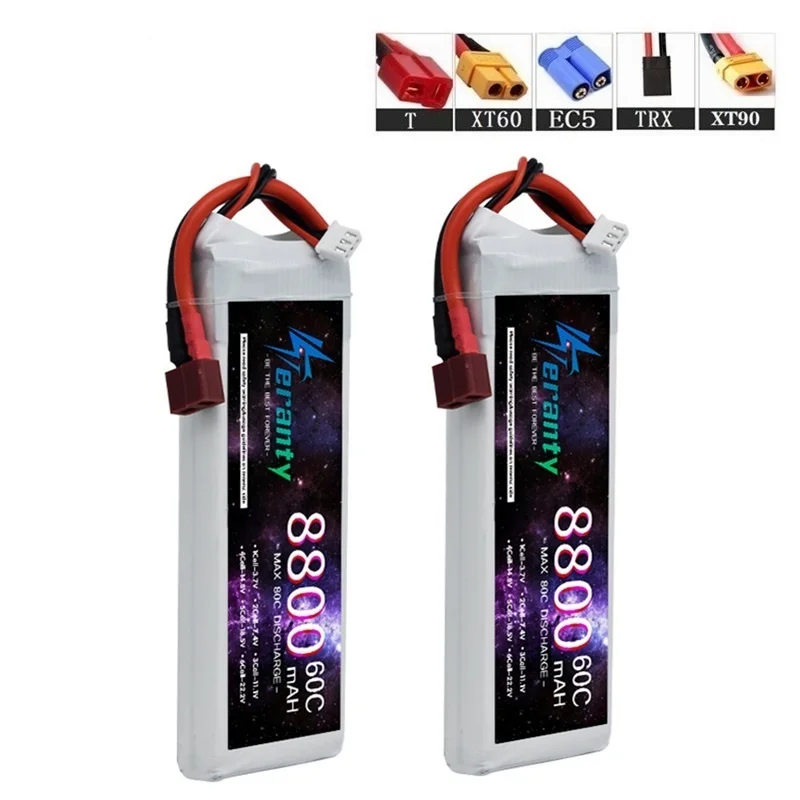 Nueva batería 7,4 V 8800mAh Lipo batería 60C para Drone RC FPV helicóptero Quadcopter piezas de carreras 2S recargable con XT90S EC8
