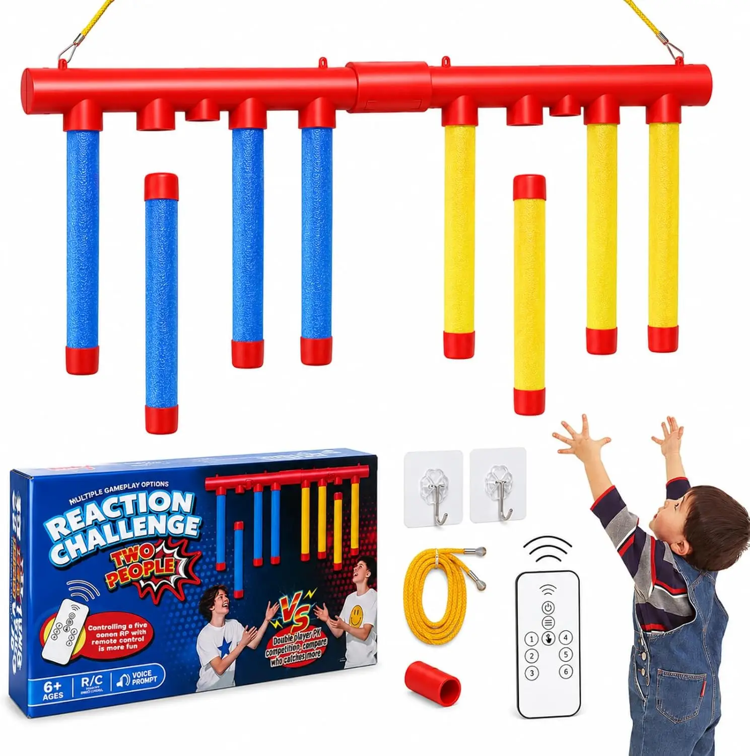 Reflex Drop Sticks Challenge, Reflex Game , Hand-Eye Coordination Training, Reflex Drop Sticks Game for Solo and Dual Play