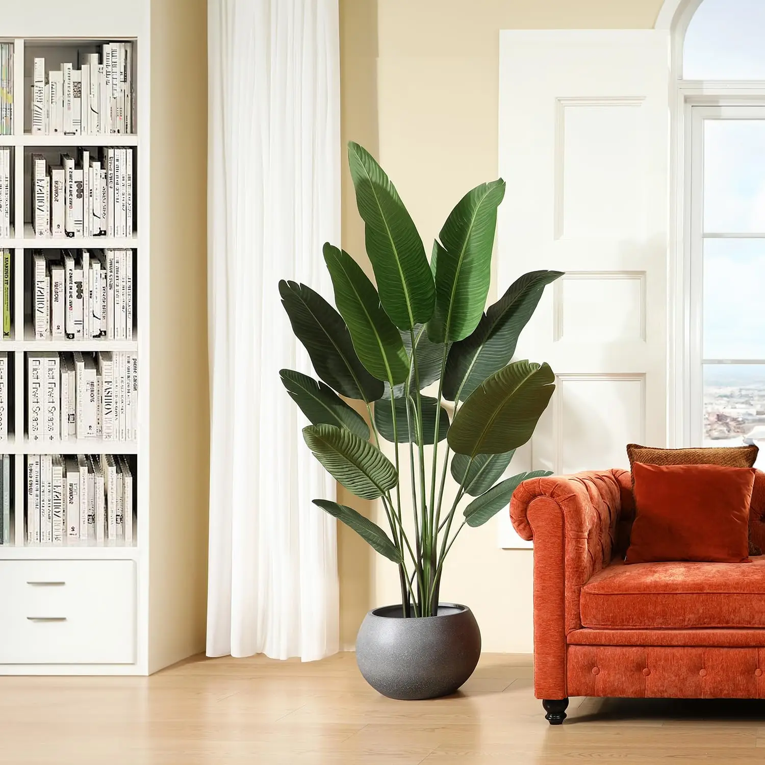 

Artificial Bird of Paradise Plant, 5FT/6FT Tropical Faux Tree with Lush Realistic Leaves in Durable Pots, 1pc/ pcs