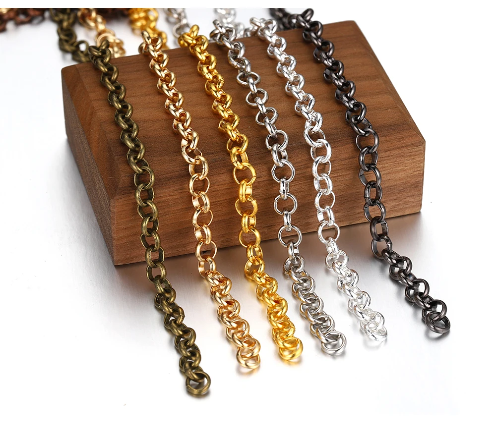 1 Meter 2 Meter geprägte O-Form Halskette Ketten Kupfer Armband Kabel Link Bulk Offene Ringketten für DIY Schmuckherstellung – Detail 10