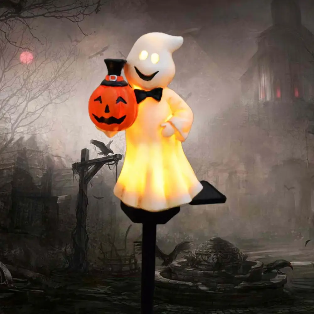 Easy Installation Halloween Lights Spooky Halloween Solar Ghost Stake Lights for Outdoor Pathway Decorations for Garden for Home