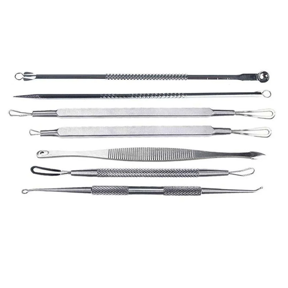 7Pcs Blackhead Removal Tool Kit Precision Pimple Comedone Extractor Instruments Portable Case for Facial Impurities