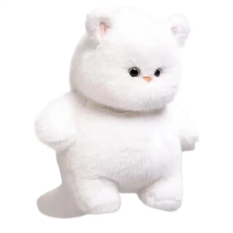 White Cat Stuffed Animal Cute Handmade Plush Toy Handmade Soft Plush Animals Rag Doll For Children's Sleeping Partner