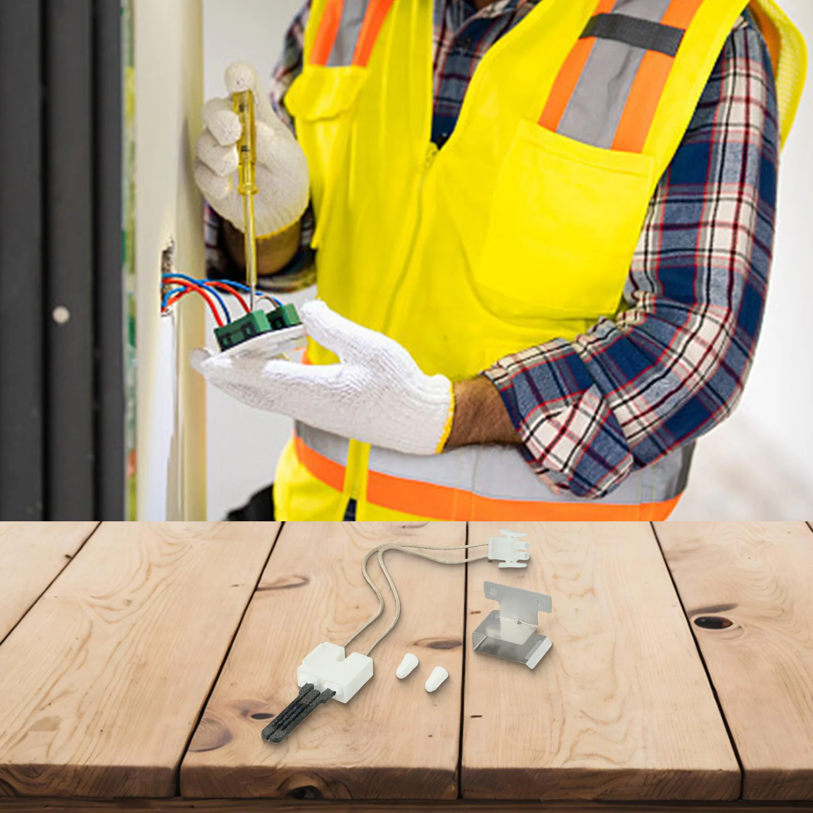 B1401015 Ignitor IG418 Igniter 1-1 4 polegadas Furo Centro 5-1 2 polegadas Fio 95 Peça de instrumento de material de porcelana