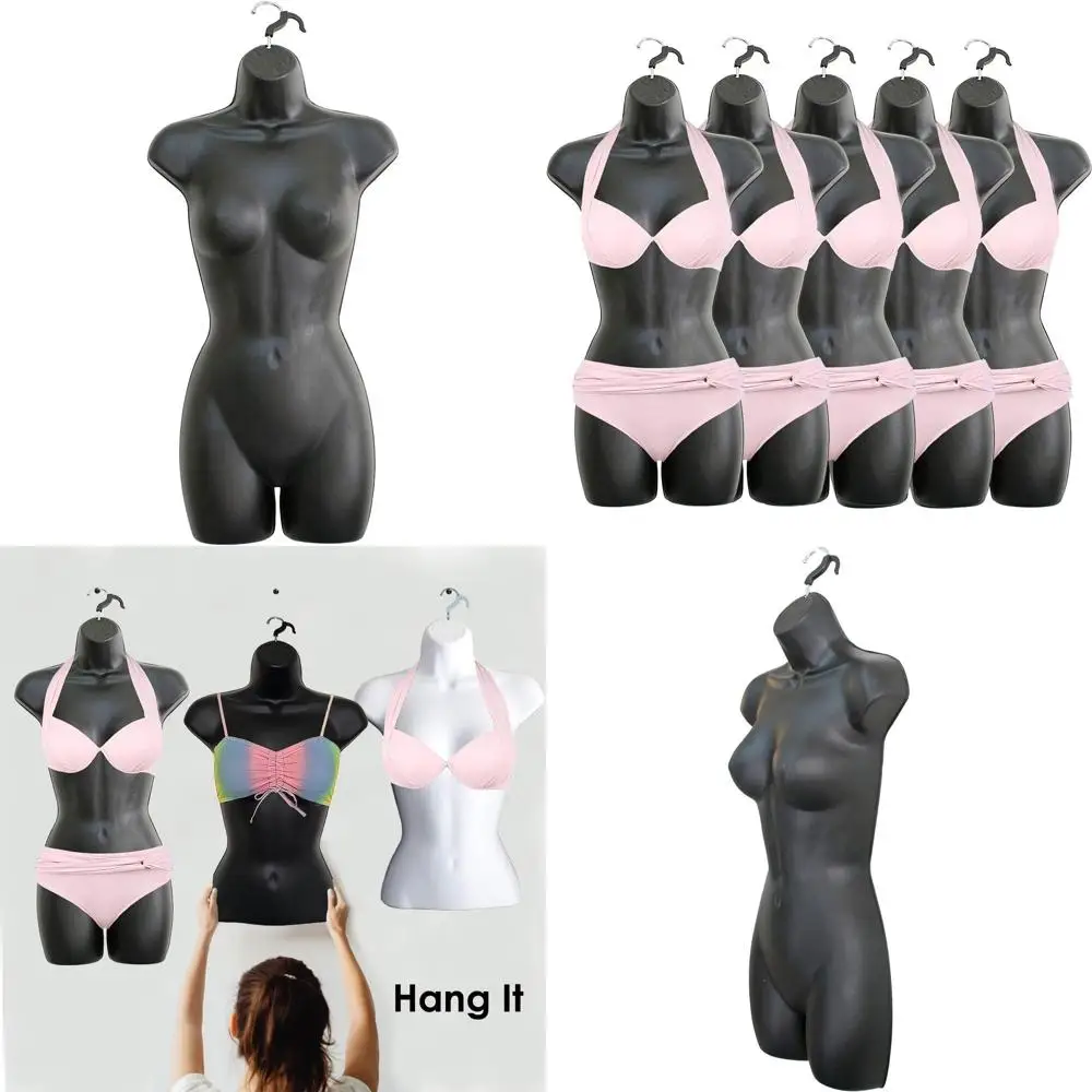 

Stackable Male Mannequin Set of 5, S-M Size, Black, for T-Shirt Displays, Countertop, Hanging Hooks, and Design Showcases