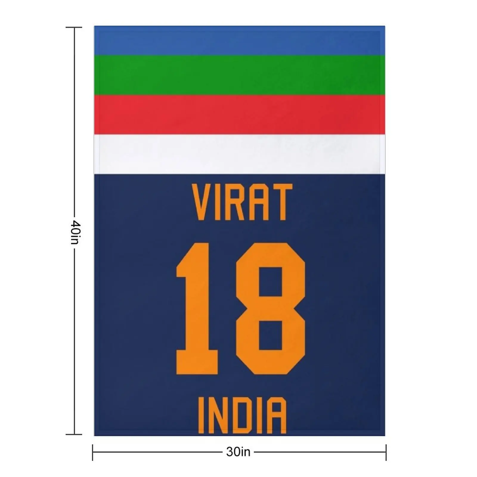 Virat Kohli 18 New Indian Cricket Jersey Throw Blanket Extra Large Throw Thins Plaid on the sofa Moving Blankets