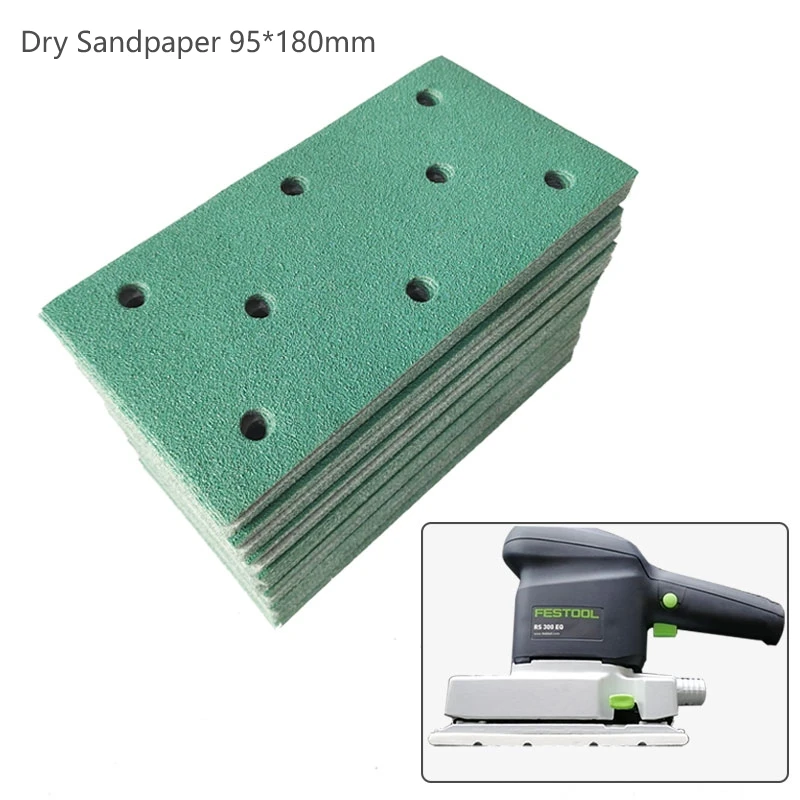 Dry Sandpaper 95*180mm 8 Holes For FESTOOL /Mirka etc sande General Self-adhesive Flocking Sanding Putty