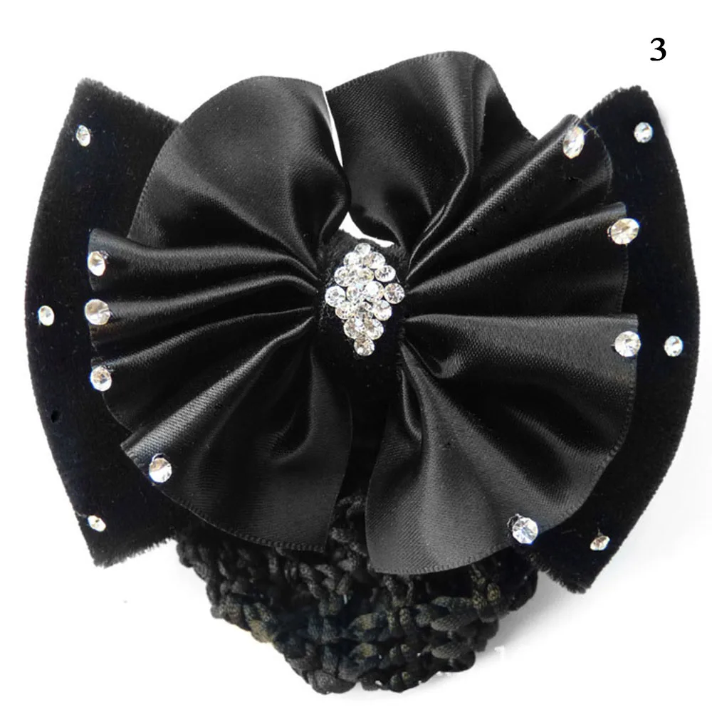 Elegant Bow Hair Net Barrette Women Office Flight Attendant Floral Hair Clip Professional Hair Accesories Hair Bun Cover Hairnet