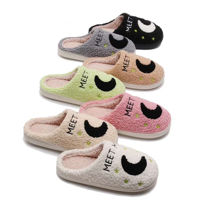 Moon & Time Slippers Ladies Warm Furry Home House Cute Bedroom Pantoufle Women Men Slippers Comfortable Cozy Comfy Slides