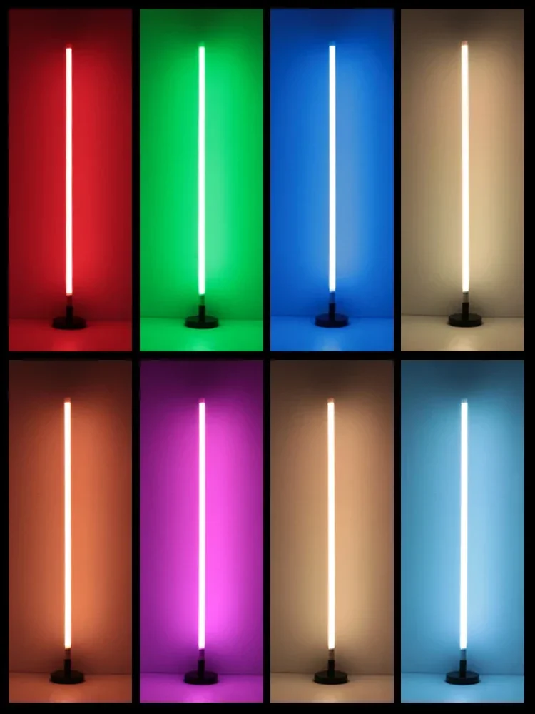 Ground mounted color light tubes for mobile atmosphere charging, standing photography, dance studio use