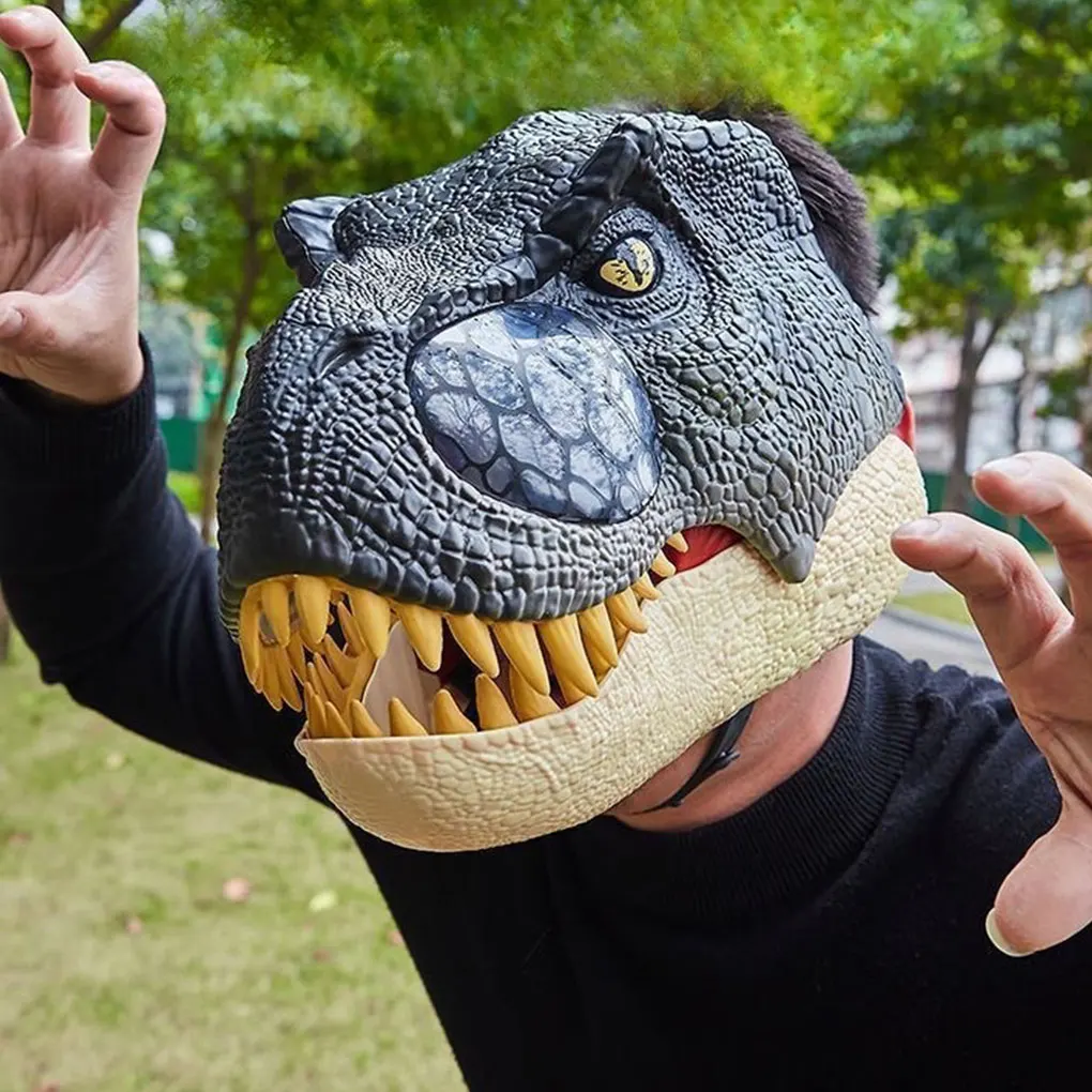 

Funny Dinosaur Mask Dino Mask Moving Jaw Halloween Mask Dinosaur Head Face Mask Movable Mouth Party Cosplay Props