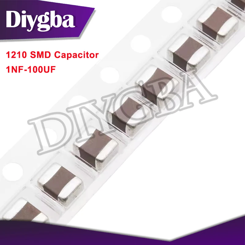 Condensador de Chip SMD, 50 piezas, 1210, 1nF, 4.7nF, 100nF, 470nF, 680nF, 0,1 uF, 1uF, 2,2 uF, 4,7 uF, 10uF, 22uF, 47uF, 100uF, 10V, 16V, 25V, 50V,