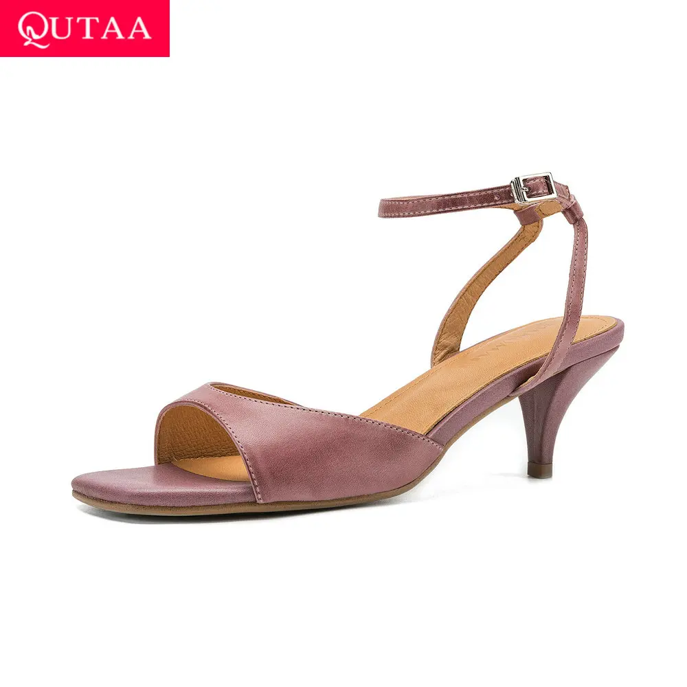 

QUTAA 2026 News Fashion High Heels Women Summer Sandals Shoes Pumps Ankle Strap Open Toe Shoes Slingback Dress Party 34-42