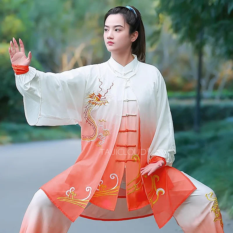 Premium Dragon Embroidery Tai Chi Suit - Luxury Handcrafted Kung Fu Uniform for Competition & Performance (Men/Women Spring Summ