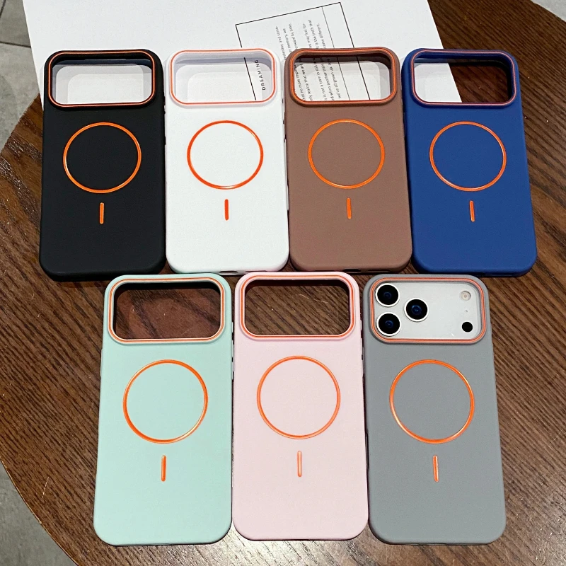 سامسونج بسيط ل قضية الهاتف المغناطيسي آيفون 11 12 13 14 15 16 E 17 الهواء برو ماكس شحن لاسلكي لينة ماتي غطاء الهاتف #6