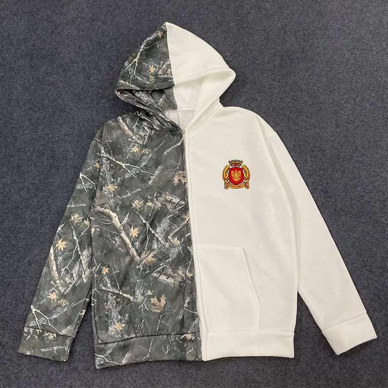 Y2k camo costura logotipo bordado manga longa cardigan hoodie europeu americano moda vintage rua solta moletom casual