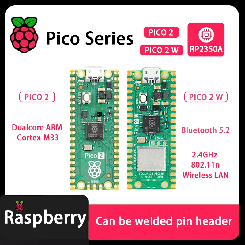 Raspberry Pi Pico Pico 2 Pico W Pico WH Pico H Pico 2 W RP2040 RP2350 Chip with Wireless WiFi Development Board,MciroPython