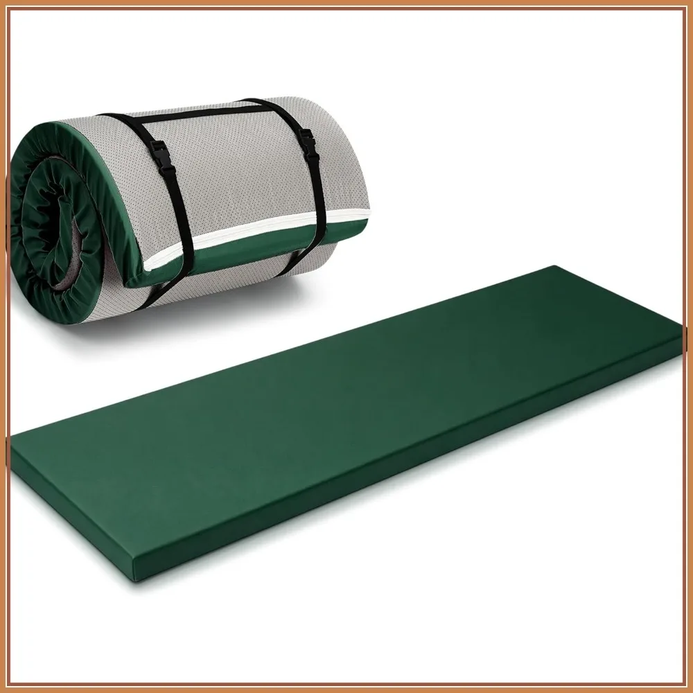 2 Inch Thick 72x24 Foldable Yoga Mat with Carry Strap, Non-slip Portable Foam Gym Mat for Yoga, Pilates and Stretching